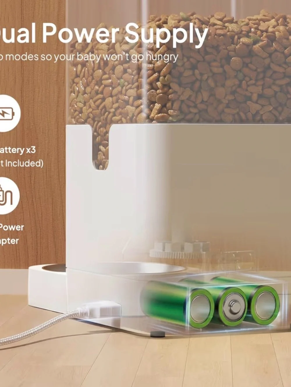 Automatic Cat Feeder - White with Clear Hopper